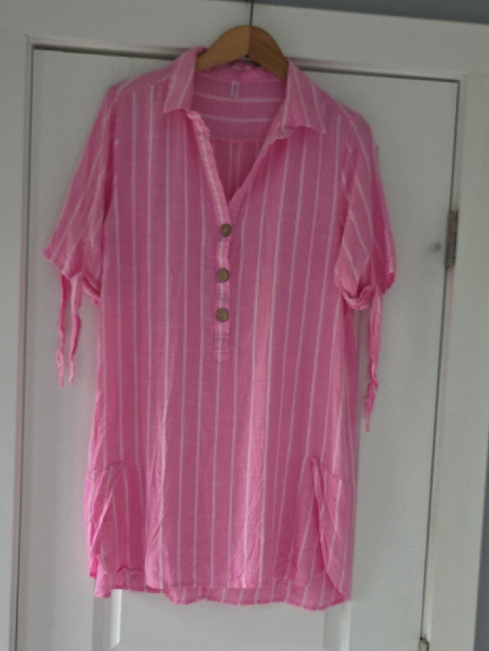 VINTAGE Passport Pink Striped Shirt Tunic Beach Cover Up